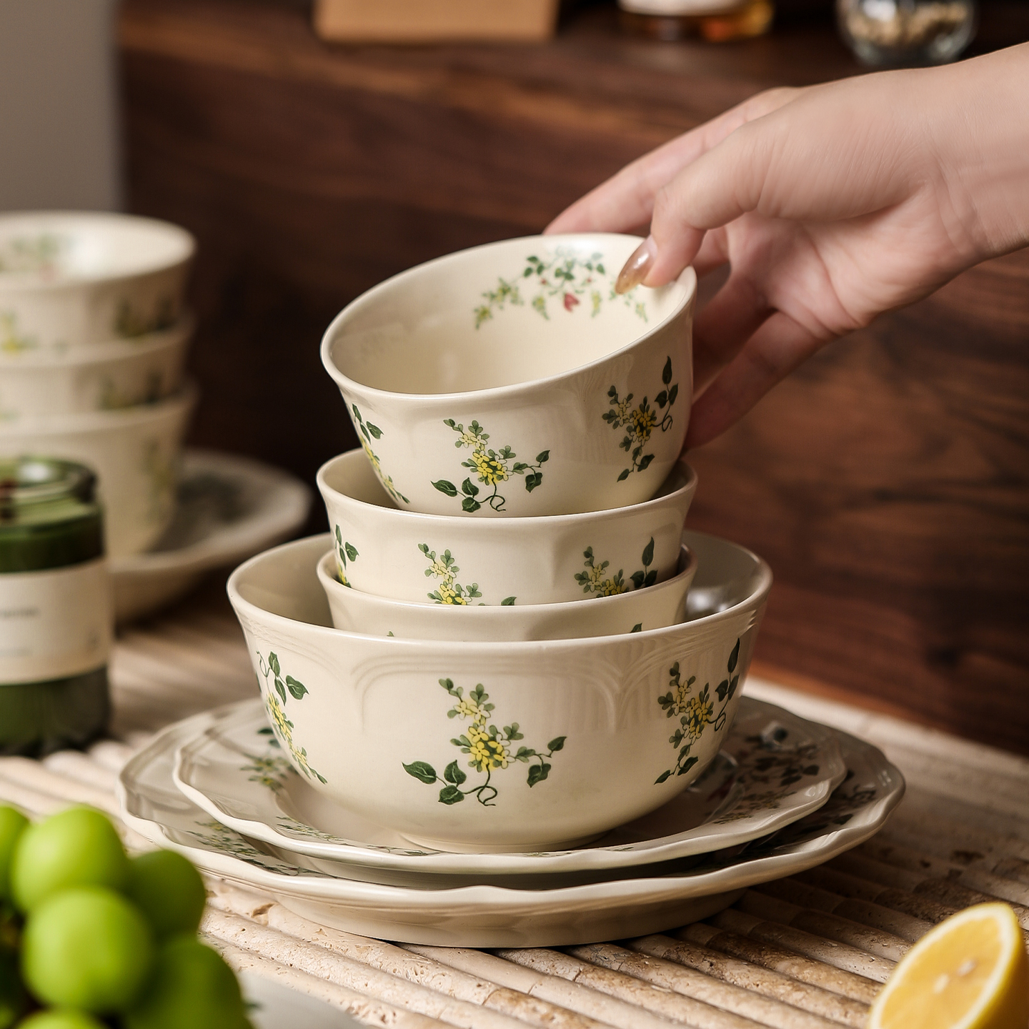 漫时光法式复古丁香花碗碟套装