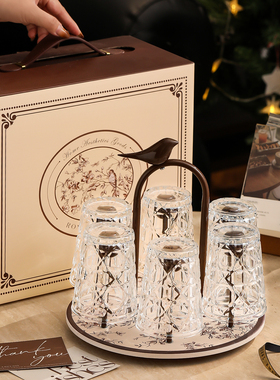 漫时光鹊跃枝头杯子套装高档礼盒装待客茶杯乔迁新居结婚陪嫁礼物