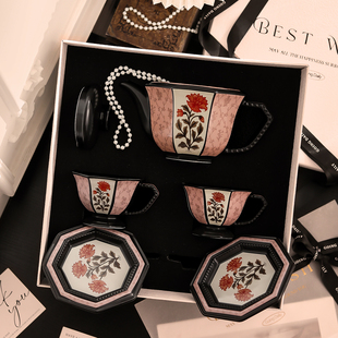 漫时光法式牡丹花开陶瓷茶具套装高档下午茶杯礼盒新婚礼物伴手礼