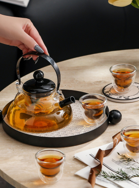 漫时光提梁玻璃花茶具高颜值水果茶壶套装美容院养生下午茶杯礼盒