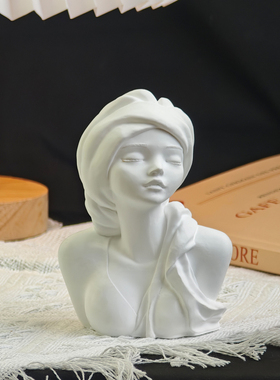 高级感东方少女香薰石膏半身摆件