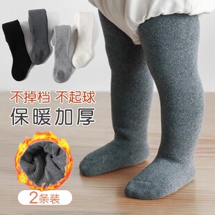 袜加绒 女童宝宝连裤 婴儿打底裤 秋冬棉儿童白色连体袜大pp春秋季