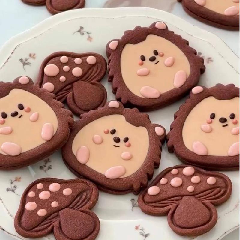 森林动物小狮子夹心饼干模具创意diy烘焙模具按压式小蘑菇曲奇饼