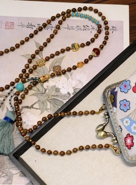 新中式国风长款斜挎包包链斜挎链背背链项链的复古纯手工气质