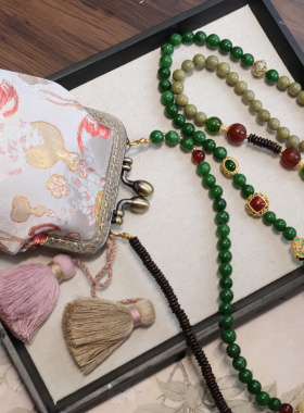 新中式国风长款斜挎包包链斜挎链背背链项链的复古纯手工气质配饰