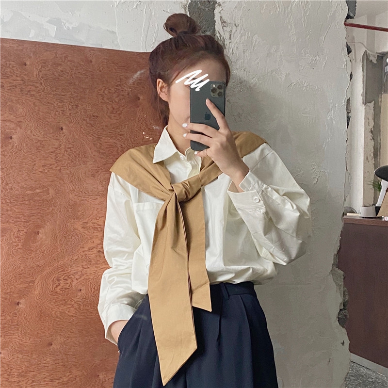 Women's long sleeve color contrast design of real price shirt for real shooting