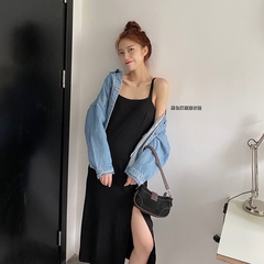 Real shot and real price spring style bottom tone, slim fitting elastic sling dress, small black skirt