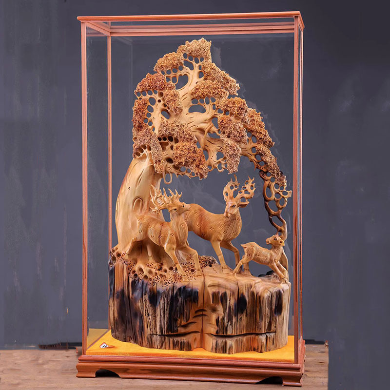 太行崖柏根雕摆件客厅陈化料天然随形树根抱石实木木雕雕刻工艺品