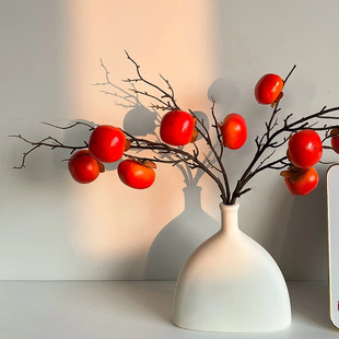 仿真柿子果实树枝仿真花假花柿柿如意摆件客厅乔迁装饰摆设插花束