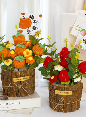 38妇女节礼物成品手工针织花束盆栽摆件送同事女朋友女神妈妈礼物