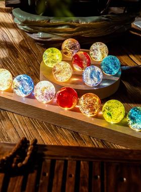 水晶球摆件七彩琉璃珠办公室桌面发光装饰品前台玄关处圣诞节礼物