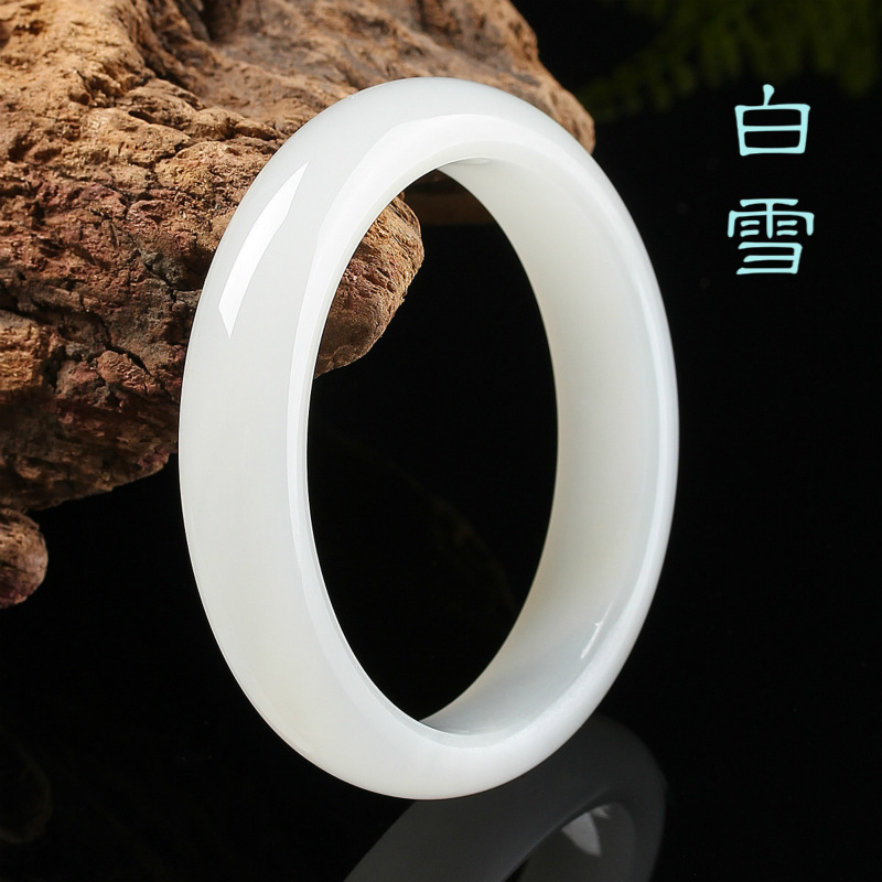 正品白玉手镯羊脂玉镯子女款天然原色女雪白色玉手镯汉白玉镯籽料
