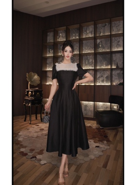 七爷定制 国内设计师品牌 时尚显瘦法式性感气质名媛连衣裙21730