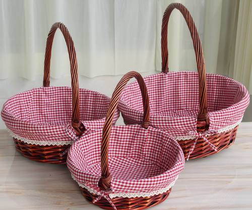 水果篮子手提藤编圆形采摘礼品