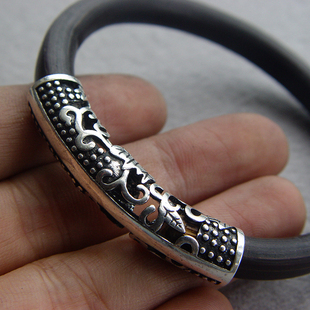 白铜手镯配饰文艺藤镯子套管民国木质手镯管套苗银鸡血藤手工弯管