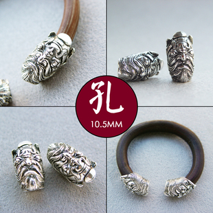 金刚藤鸡血藤特粗包银套头配件钟馗伏魔扣头男士男生手镯DIY材料