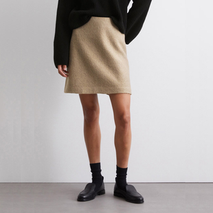 欧美轻奢中腰显瘦羊毛混纺OL通勤休闲半身裙 春秋冬 外贸原单女装