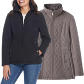 出德国立领菱形格绗缝薄款 防风雨雪显瘦棉衣外套外贸原单女装 秋冬