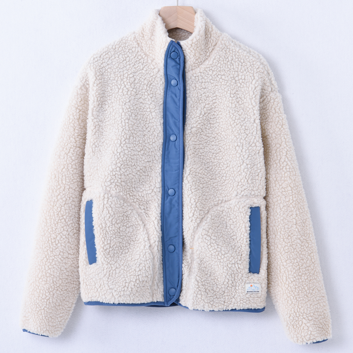 欧美加厚显瘦摇粒绒撞色保暖绒衫