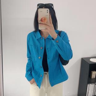 欧美微弹98%棉显瘦工装风通勤OL休闲短外套夹克外贸原单女春季款