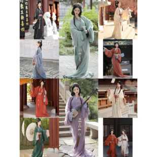 出租秦汉战国袍复原春秋战国袍汉服女大拖尾直裾曲裾袍拍摄写真服