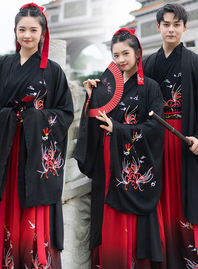 红色汉服出租高校运动会演出班级情侣CP男女装毕业季古装拍摄租赁