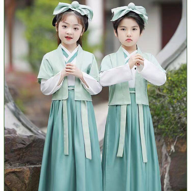 出租儿童汉服男女同款幼儿园活动元旦演出朗诵开笔礼摄影拍摄汉服