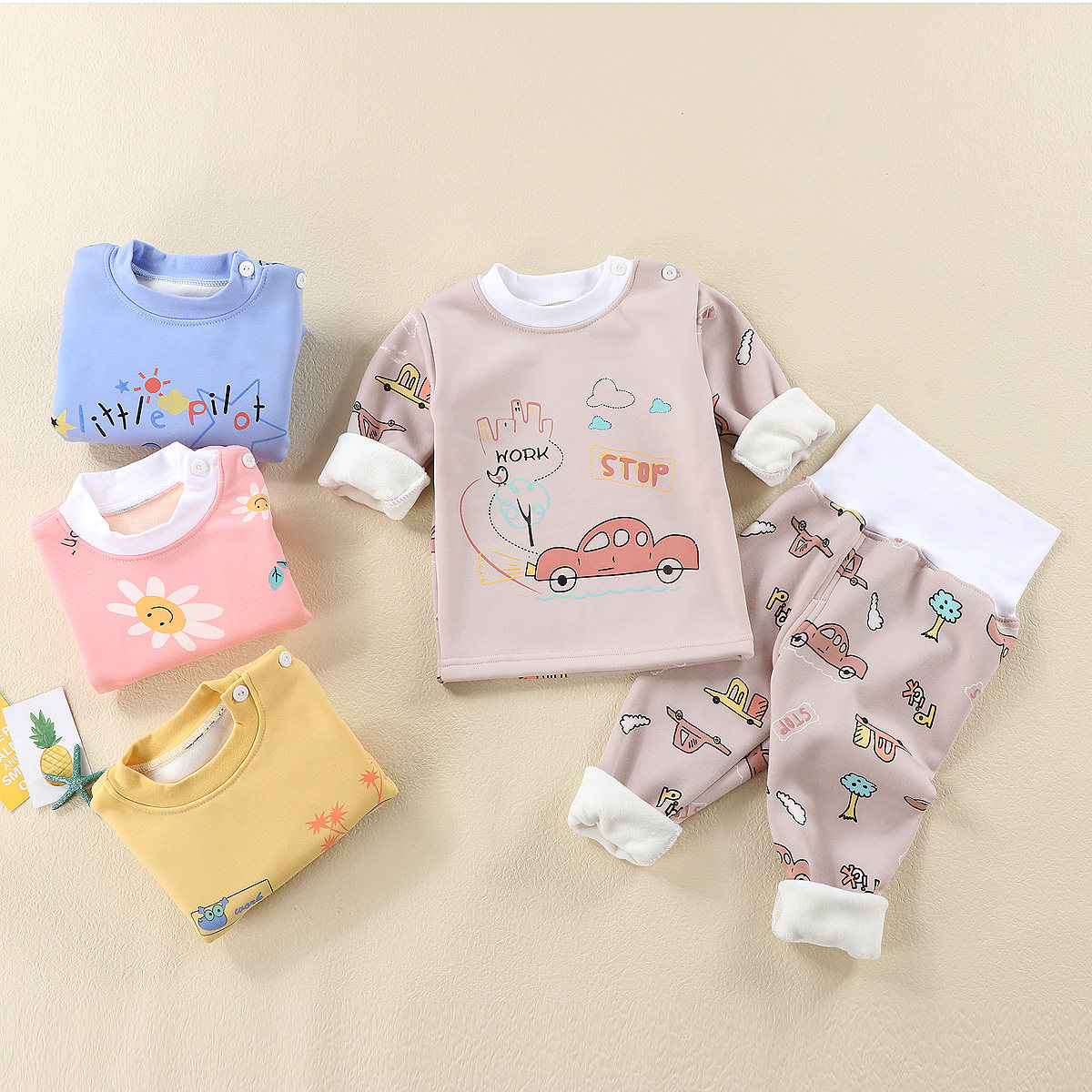 小童加绒保暖内衣套装加厚儿童秋衣秋裤高腰男宝宝女婴儿冬装分体,童装/婴儿装/亲子装,内衣套装,淘宝优惠券,粉丝福利购,淘宝优惠卷