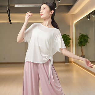 现代舞上衣2026新款宽松显瘦圆领短袖夏季古典舞练功罩衫舞蹈衣服