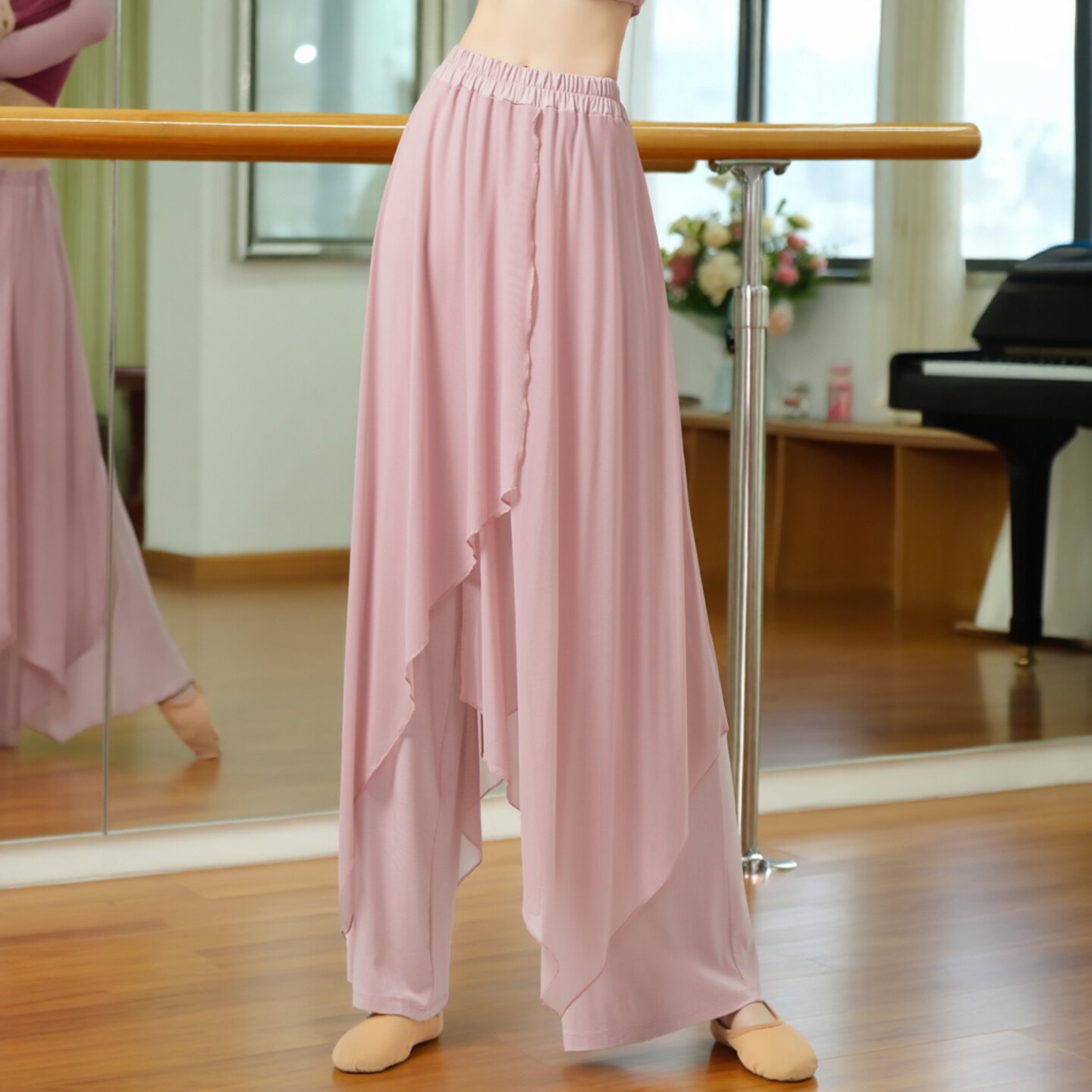 古典舞练功服女跳舞裤子阔腿裤新款飘逸中国舞蹈服现代舞直筒裙裤