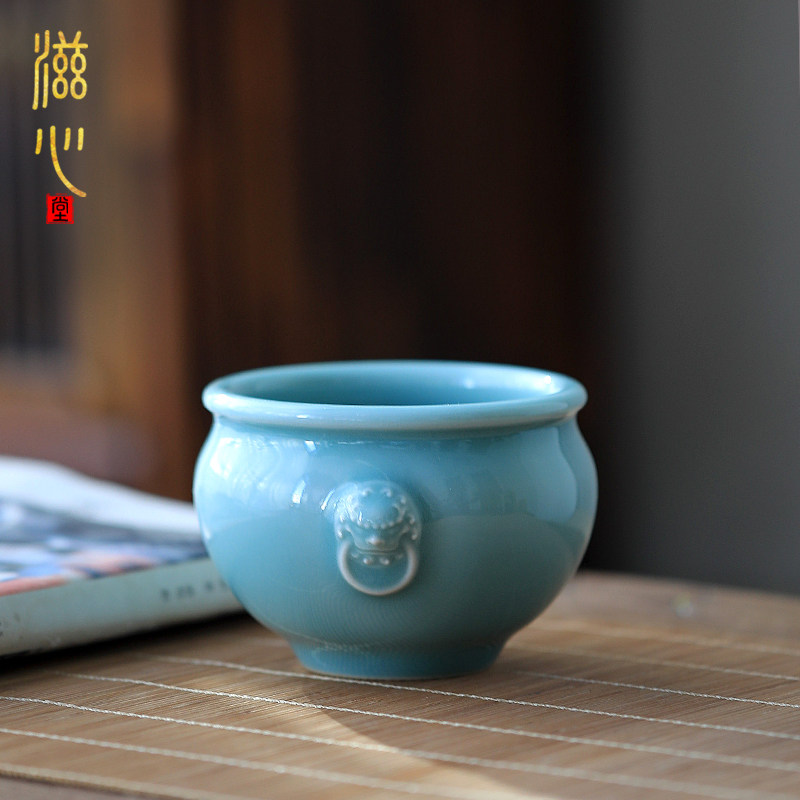 关春涛龙泉青瓷功夫茶具中式家用祥瑞主人品茗杯子陶瓷风水缸杯