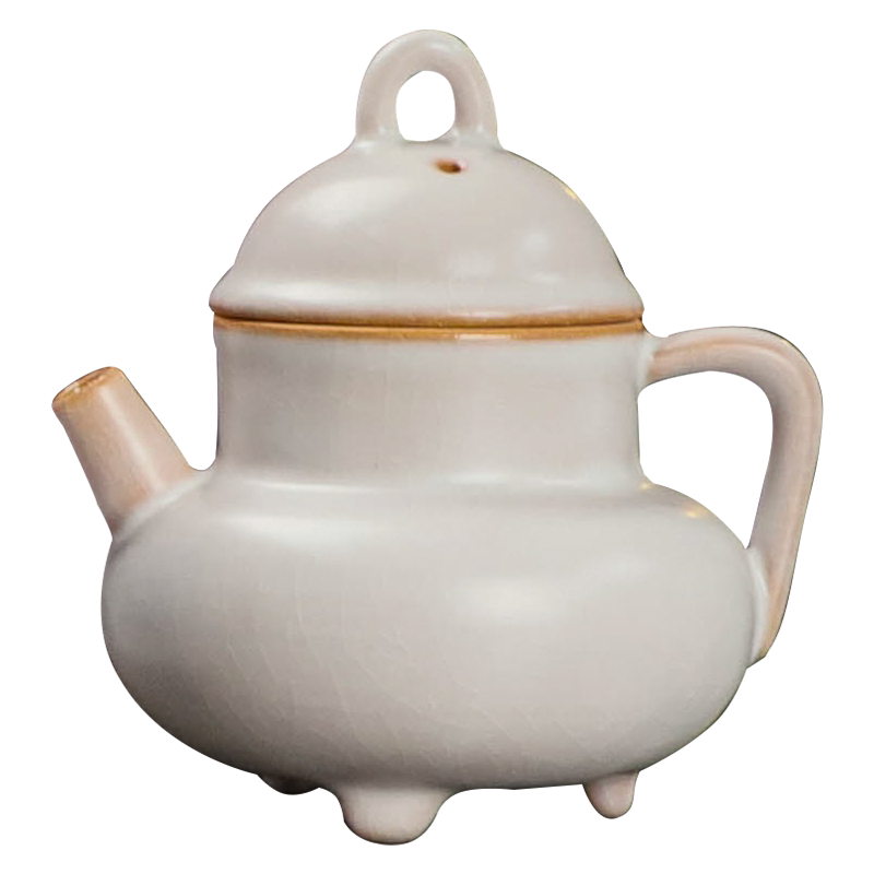 三足鼎壶汝窑月白功夫茶具陶瓷高档家用客厅茶壶泡茶壶单壶礼盒装