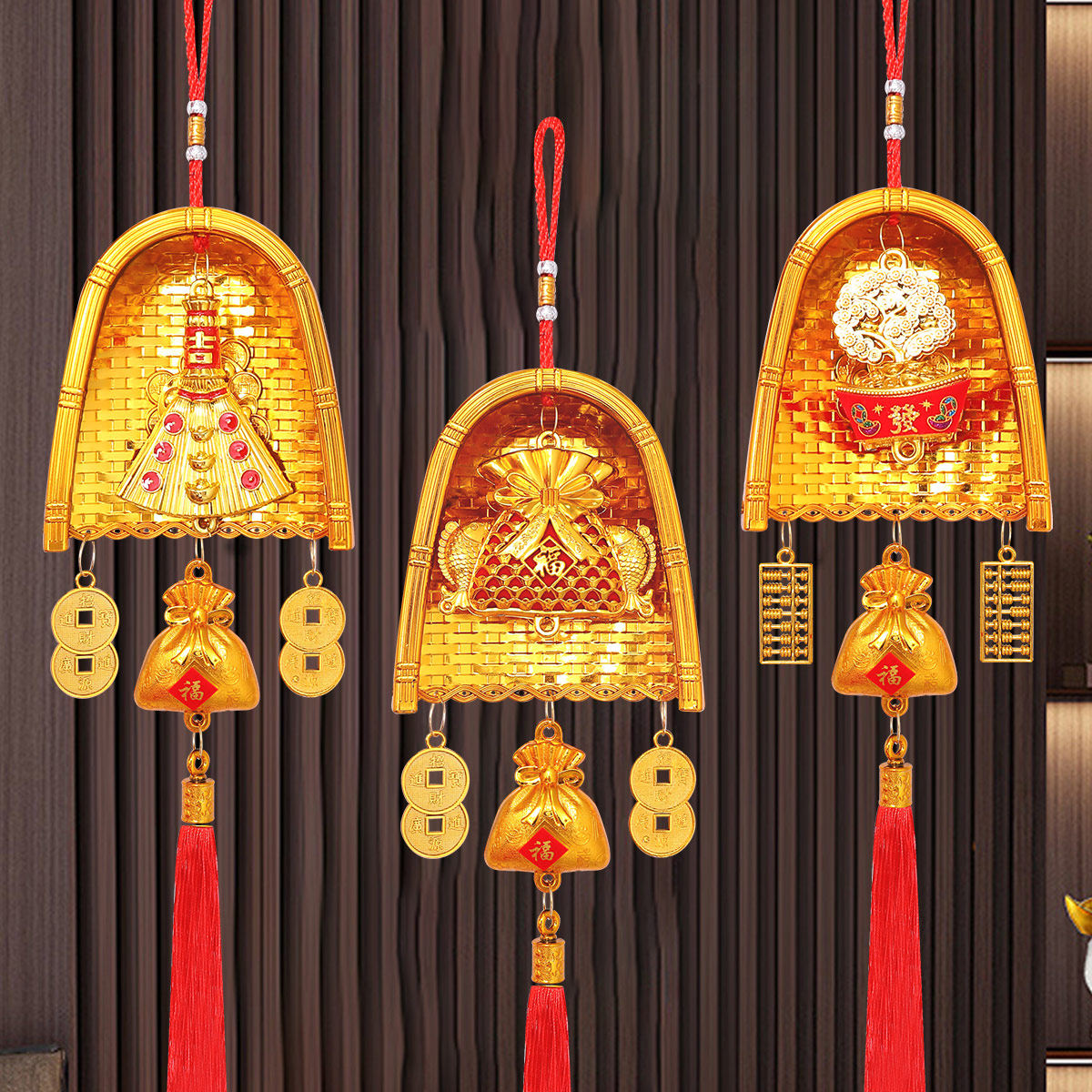 新年招财金簸箕挂件挂饰