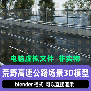 blender影视写实荒野高速公路道路高架桥路面场景灯光渲染3d模型