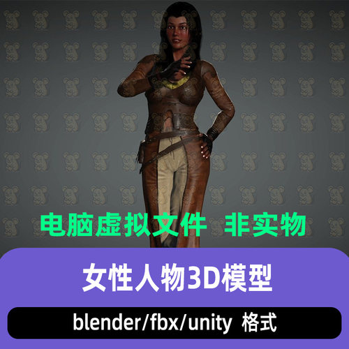 blender奇幻冒险风格女性角色人物骨骼绑定3d模型c4d 3dmax unity