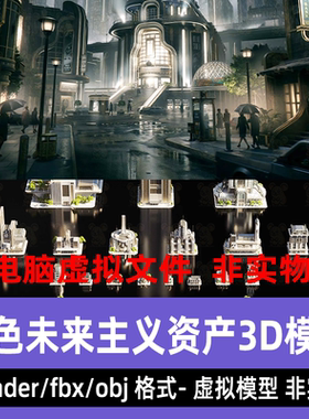 Blender科幻赛博朋克maya黑色未来主义高楼大厦房屋建筑3D模型c4d