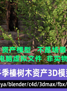 3dmax maya C4D blender影视级冬季榛树树木资产写实大树木3d模型