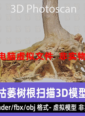 blender maya枯萎树木c4d死树老树树根根系3d扫描模型8K贴图3dmax
