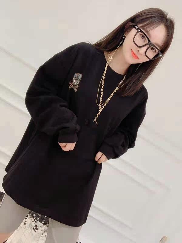 欧洲站JINSHANG锦裳2019年秋季骷髅头烫钻慵懒上衣中长款卫衣女|ruв категории Женская одежда, свитер/свитер - от Buy2taobao.com для оказания профессиональной услуги покупки агента Taobao