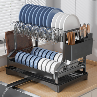 碗碟收纳架碗架厨房多功能置物架家用台面放碗筷盘子双层沥水碗柜