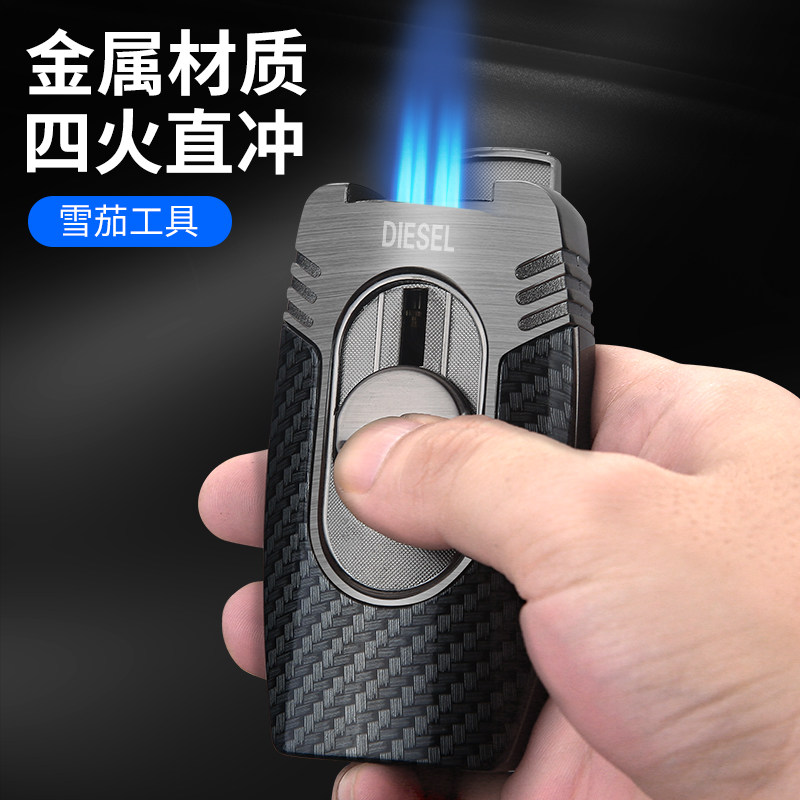 DIESEL雪茄直冲四火防风打火机高档时尚创意男士便携可充气点火器