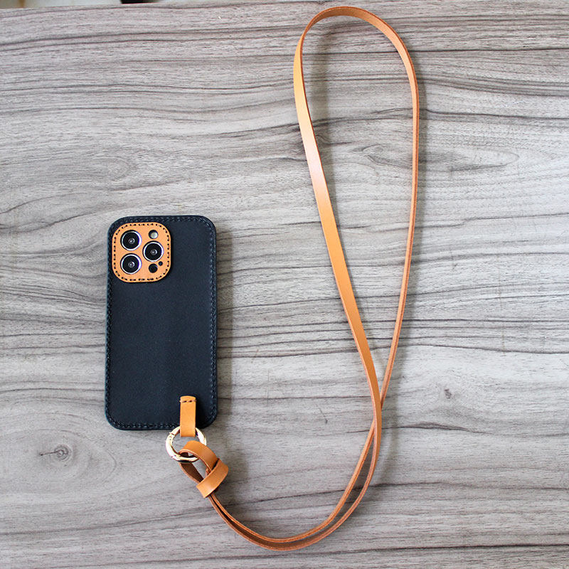 定制适配苹果17promax纯手工真皮手机壳全包防摔纯牛皮保护套斜跨