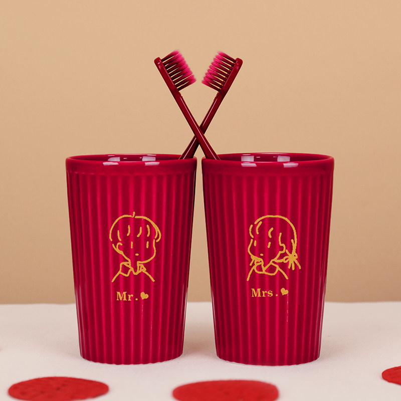结婚洗漱杯套装婚礼陶瓷情侣牙杯口杯一对女方陪嫁用品送新人礼物,节庆用品/礼品,创意礼盒/礼品套组,淘宝优惠券,粉丝福利购,淘宝优惠卷
