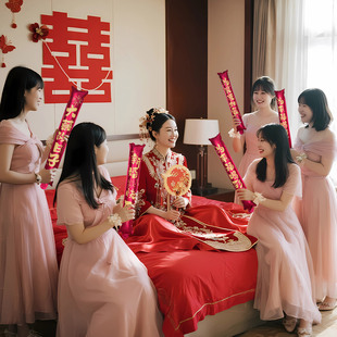 接亲拍照道具结婚手拿充气加油棒婚礼新娘伴娘晨袍氛围感用品大全