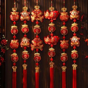 新年鞭炮串挂件装饰2026新款马年福挂饰春节过年客厅场景氛围布置