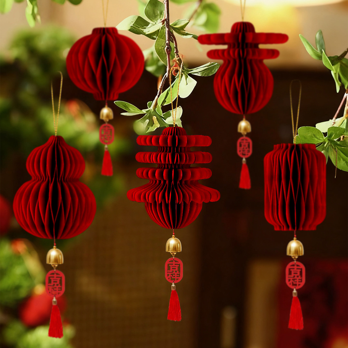 新年立体灯笼小挂件2026马年装饰挂树上绿植挂饰春节过年氛围布置