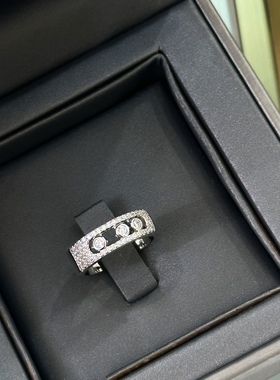 欧美高级感三钻移动的钻女戒通体925纯银时尚小众个性嘻哈潮流