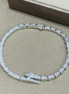 时尚蛇形满钻手链女S925纯银蛇头高碳钻蛇骨手镯高级感高品质复古