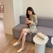 Áo khoác nữ Dongdaemun Hàn Quốc 2019 Mùa thu mới Chất liệu vải lanh màu trơn dài tay áo blazer nữ BG-MY17 - Business Suit