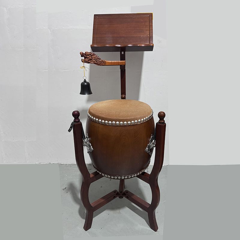 高档台湾毛皮鼓水曲柳毛鼓钟鼓全套法器寺院佛堂道场专用鼓牛皮鼓